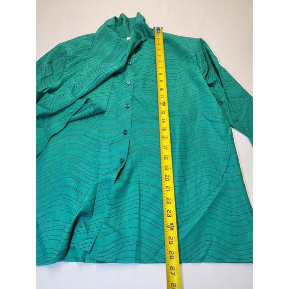 Pykettes Vintage Blouse Womens Large Retro Button Tie Neck long Sleeve Top - Picture 7 of 11